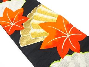 アンティーク 桧扇に楓模様織り出し袋帯(着用可)